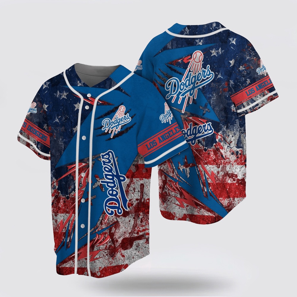 Mlb los angeles dodgers baseball jersey us flag for fans jersey