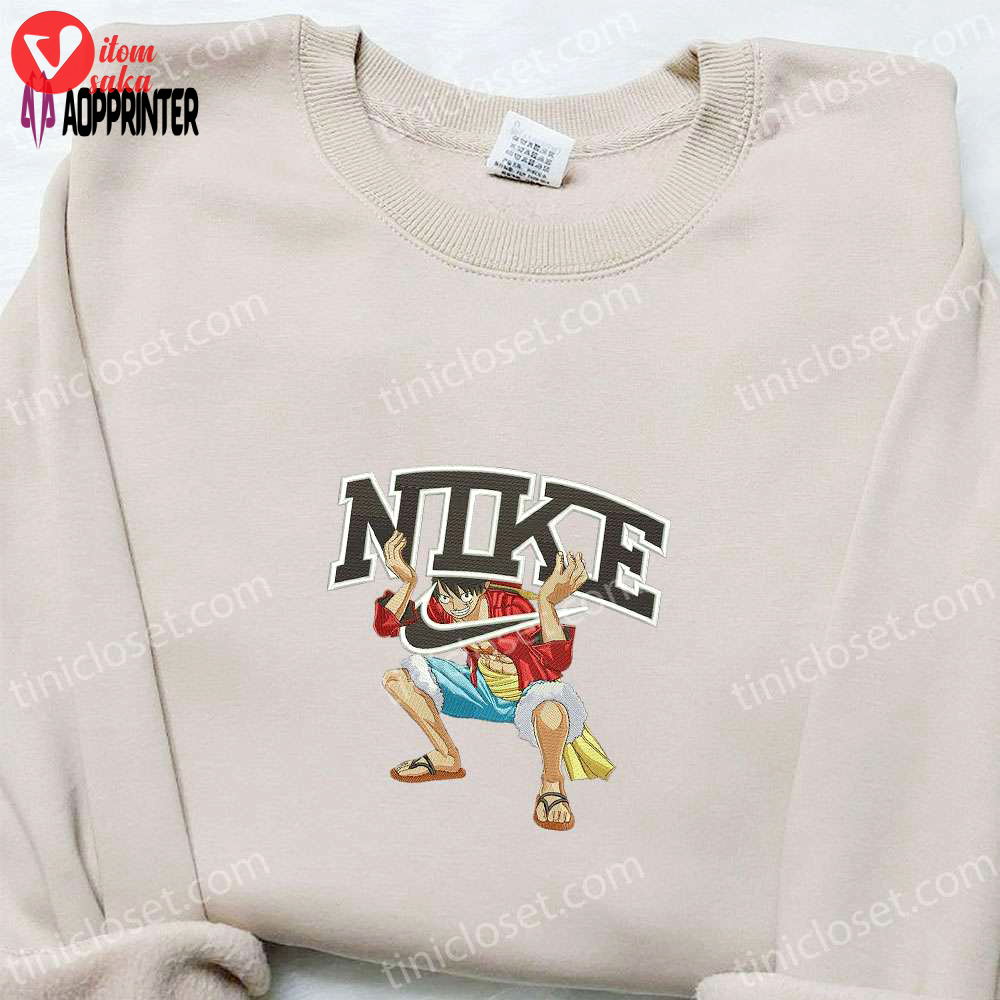 Monkey d luffy x nike anime embroidered sweatshirt & t-shirt: perfect birthday gift ideas
