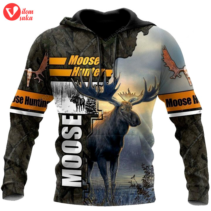 Moose hunting camouflage awesome 3d all over printed hoodie, zip- up hoodie