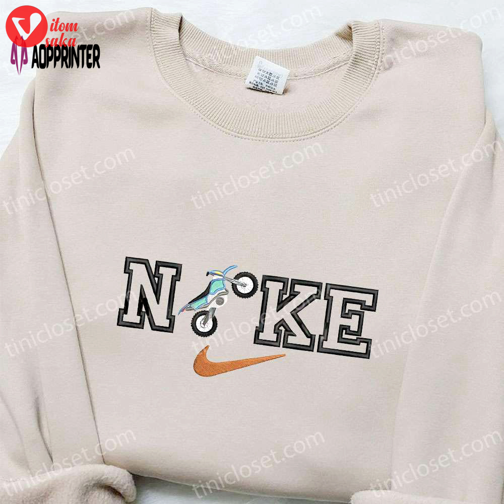 Motorcycle x nike embroidered shirt: best family gift ideas nike inspired t-shirt