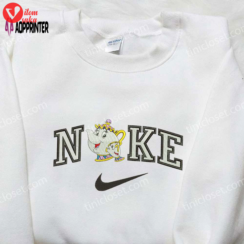 Mrs potts chip x nike embroidered shirt beauty and the beast custom tee