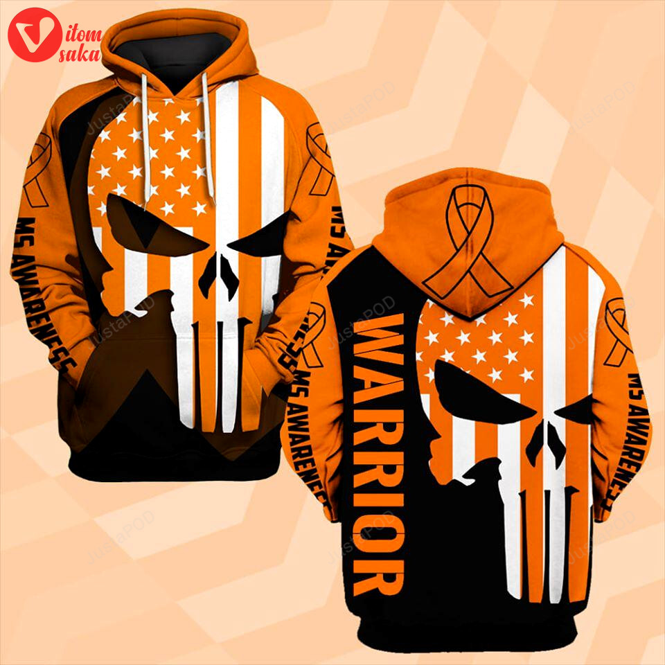 Ms awareness skull orange ribbon 3d all print hoodie, zip- up hoodie