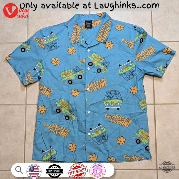 Mystery machine scooby doo blue hawaiian shirt