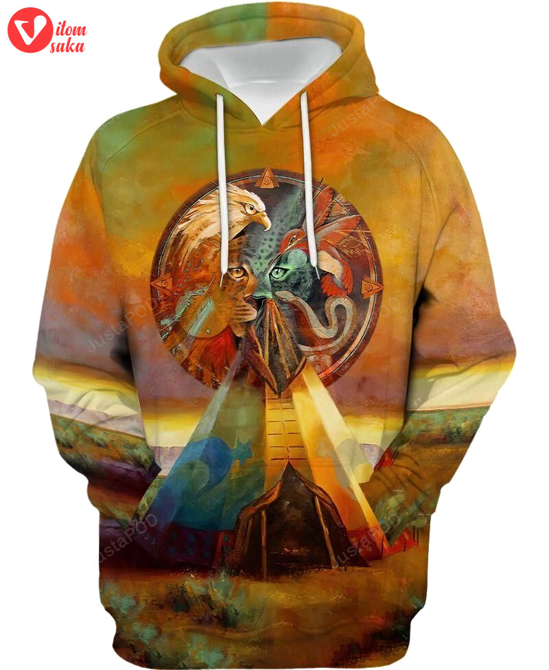 Native american leopard 3d all over print hoodie, zip-up hoodie
