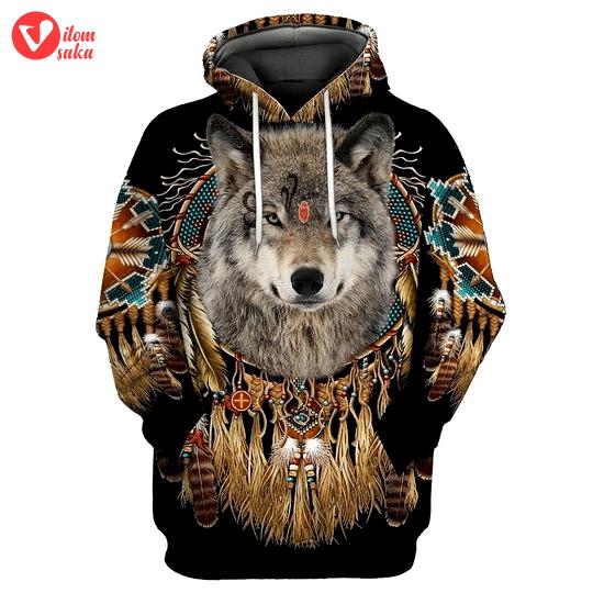 Native dreamcatcher wolf 3d all over printed hoodie, zip- up hoodie
