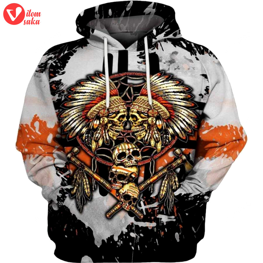 Native skull feather 3d all print hoodie, zip- up hoodie