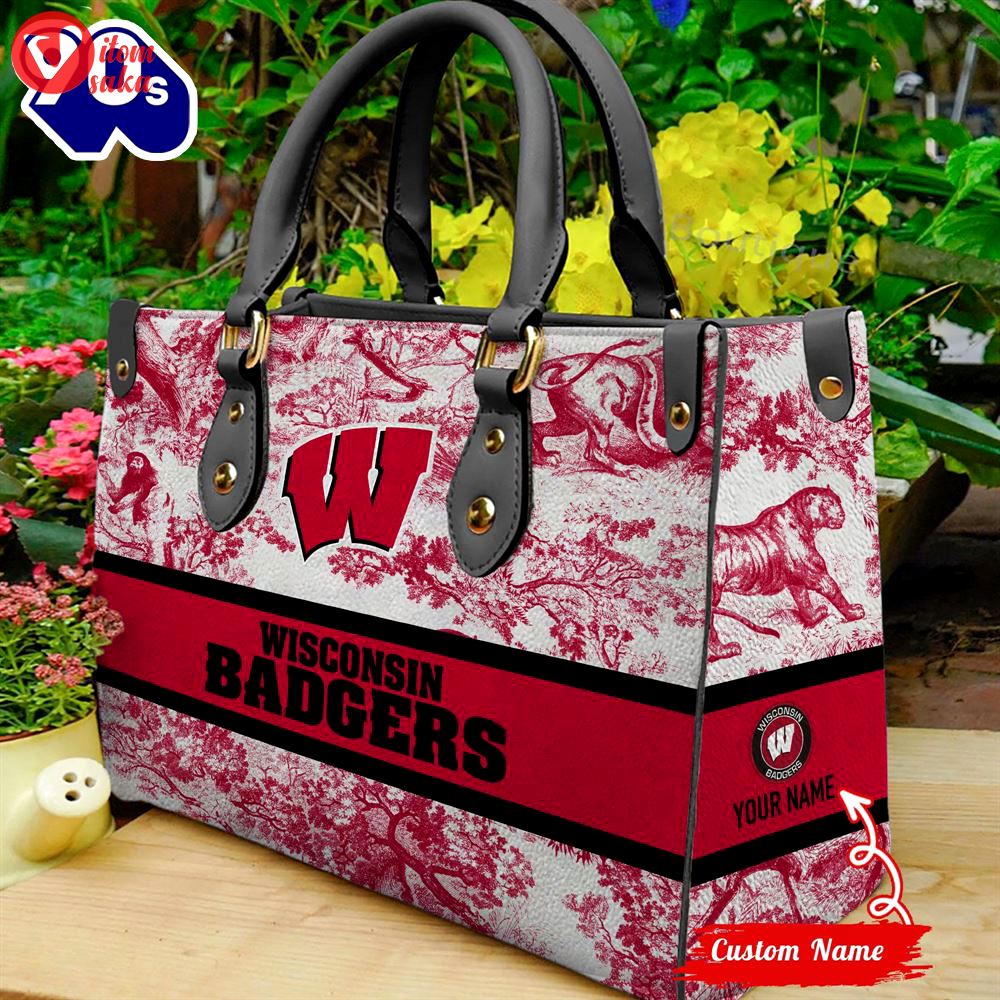 Ncaa wisconsin badgers women leather…