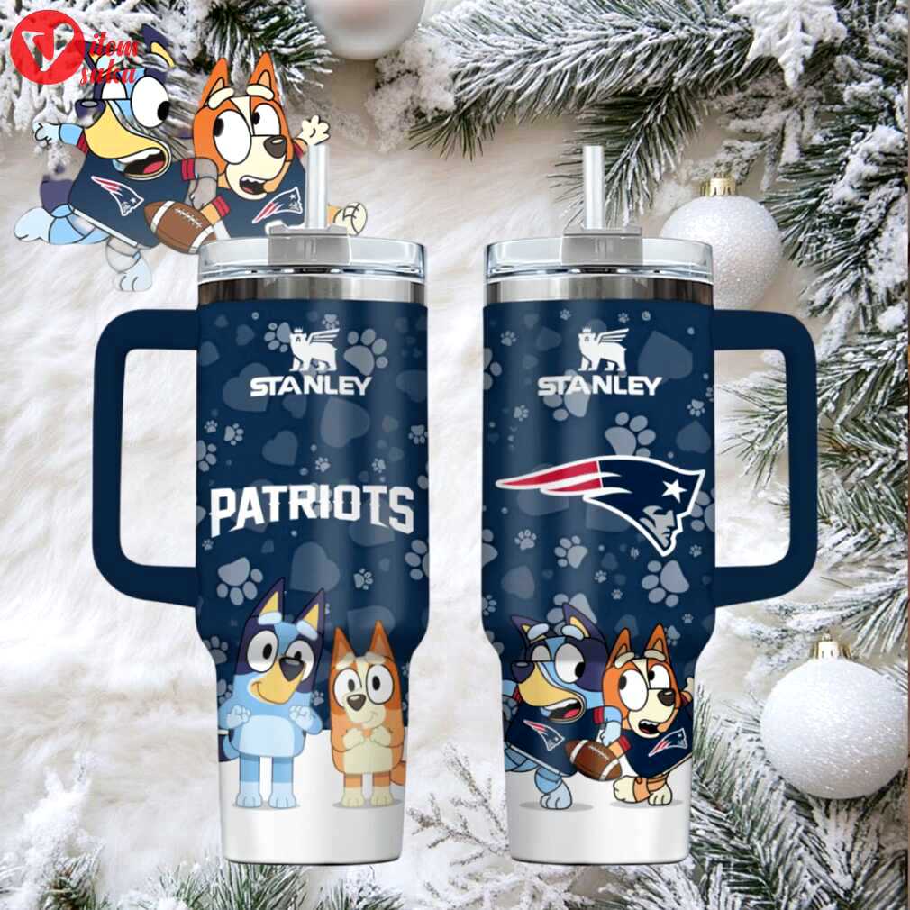 Ne patriots football x bluey custom stanley cup 40 oz 30 oz tumbler with handle