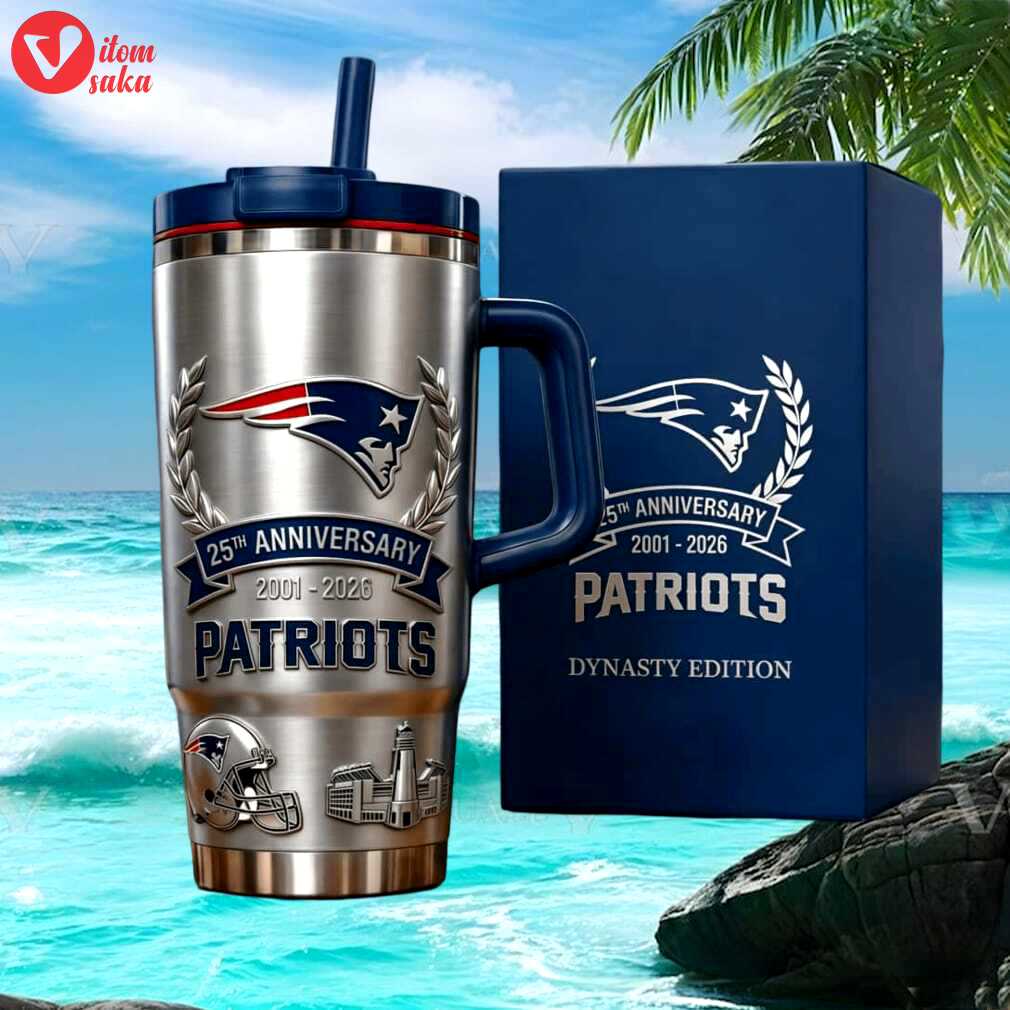 New england patriots dynasty edition 25th anniversary 2001 2026 silver tumbler.jfi