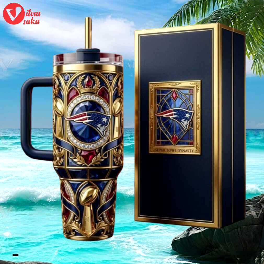 New england patriots super bowl dynasty stained glass jewel 40oz tumbler