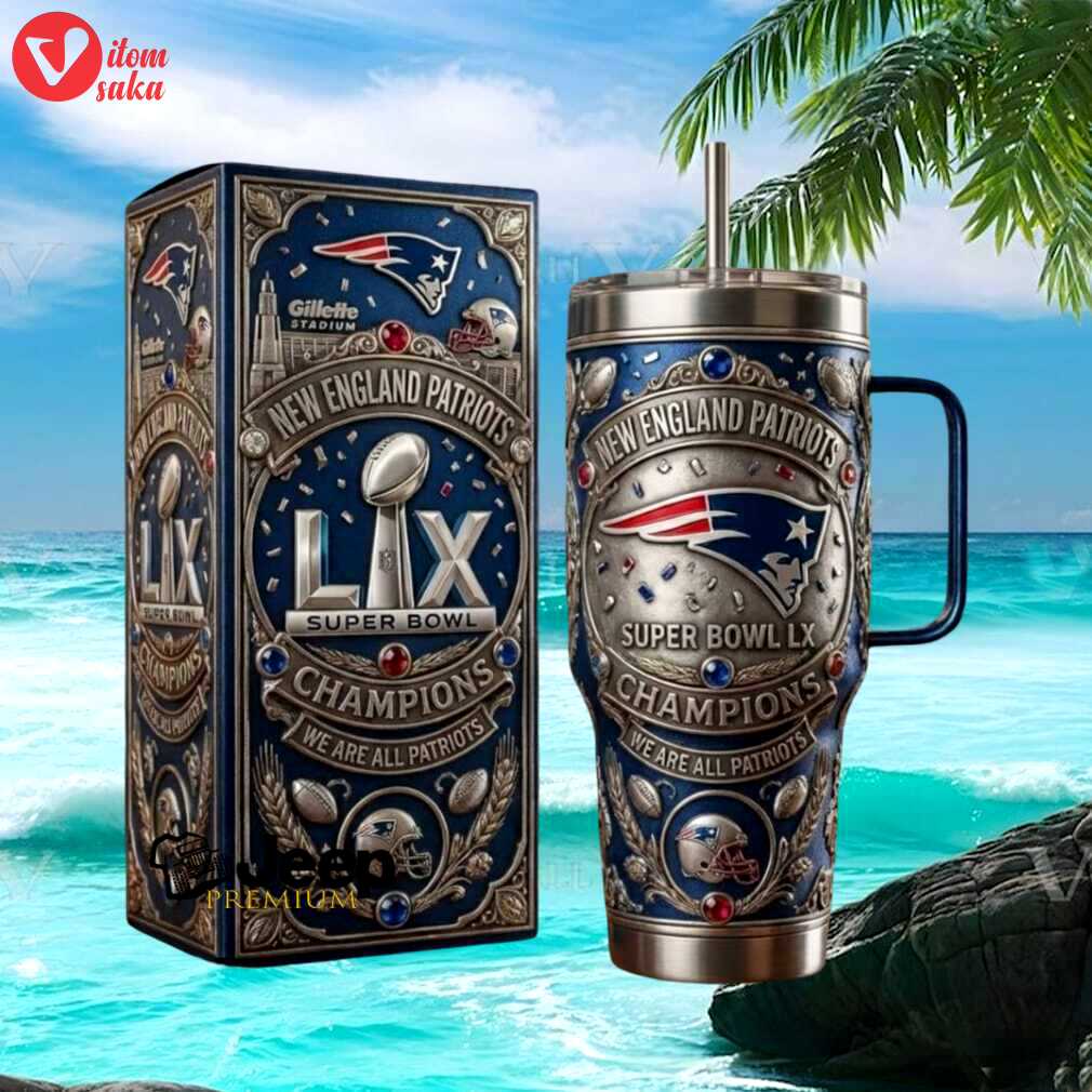 New england patriots super bowl lix champions 3d embossed 40oz tumbler