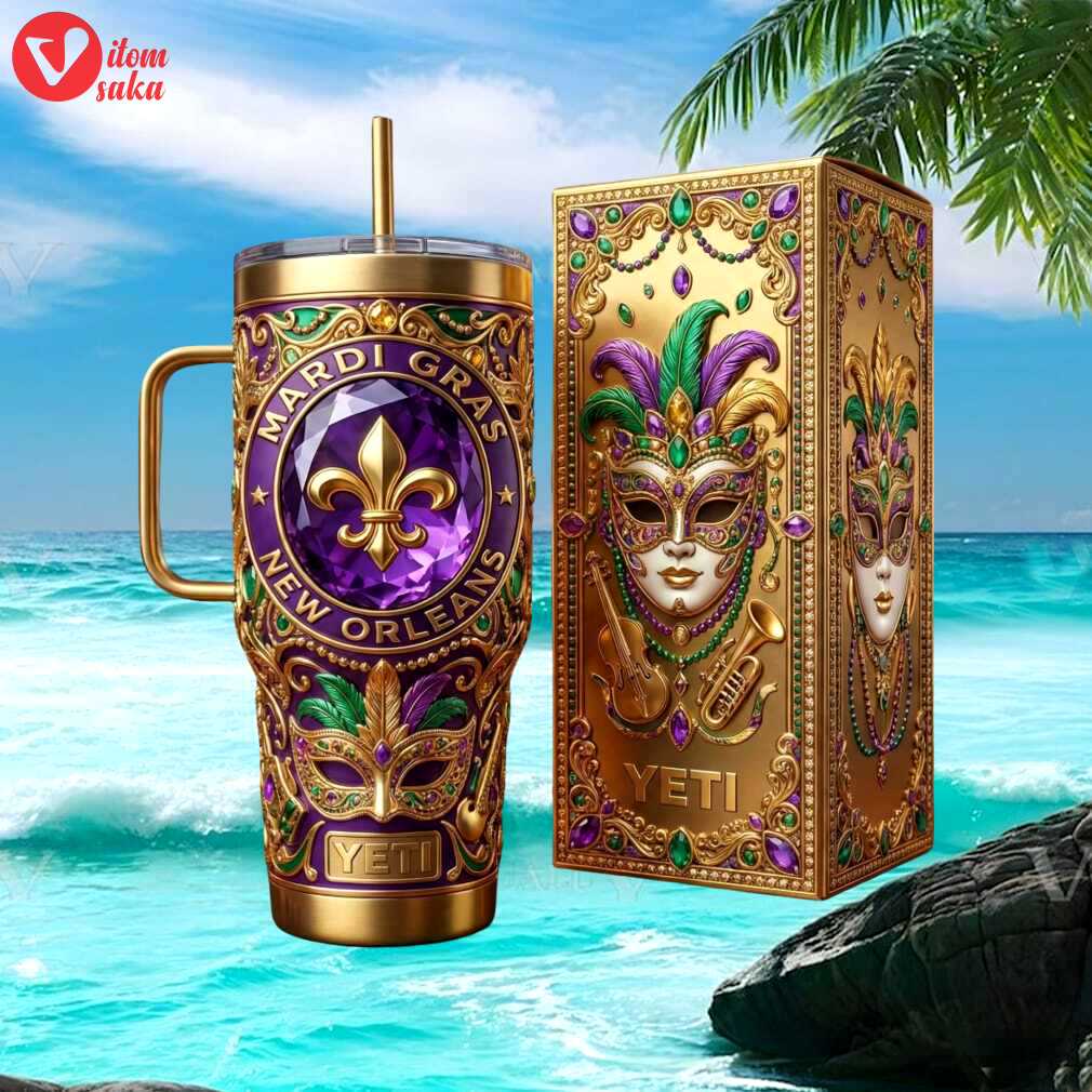 New orleans mardi gras luxury gold and purple tumbler