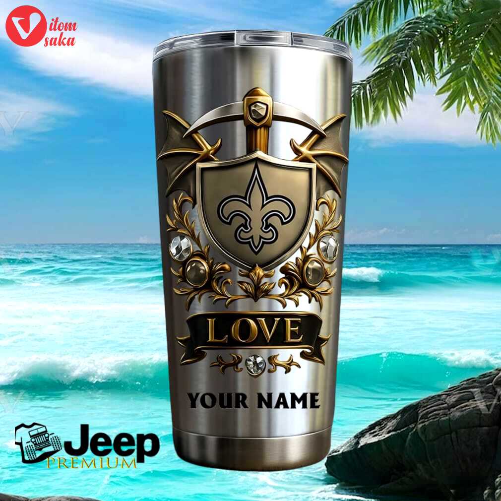 New orleans saints football super fan retro shield custom gift stainless steel insulated tumbler