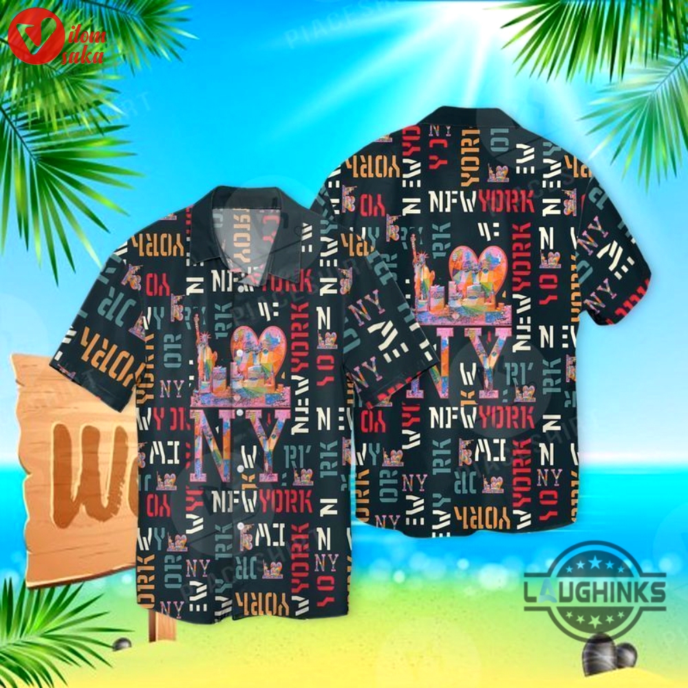 New york 3d hawaiian shirt aloha summer beach button up shirts and shorts