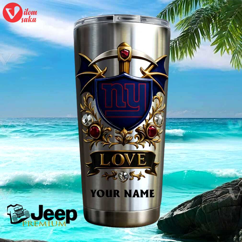 New york giants personalized love custom name 20oz football fans gifts stainless steel insulated tumbler