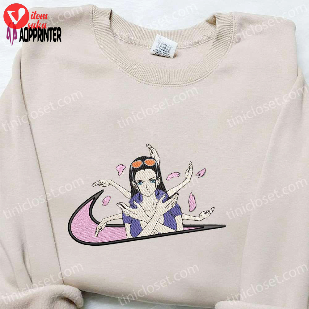 Nico robin x swoosh anime embroidered shirt: best one piece gift for family