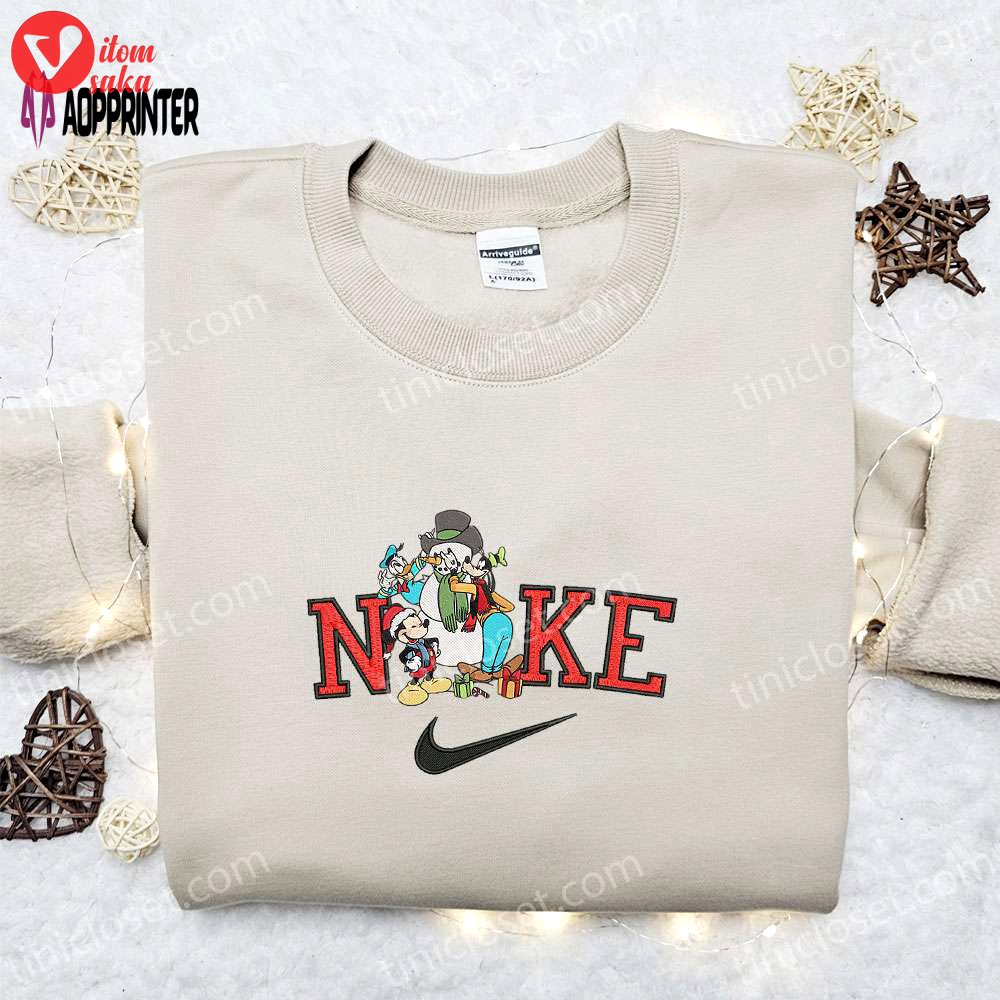 Nike christmas x donald goofy mickey sweatshirt: festive embroidered shirt best gift idea