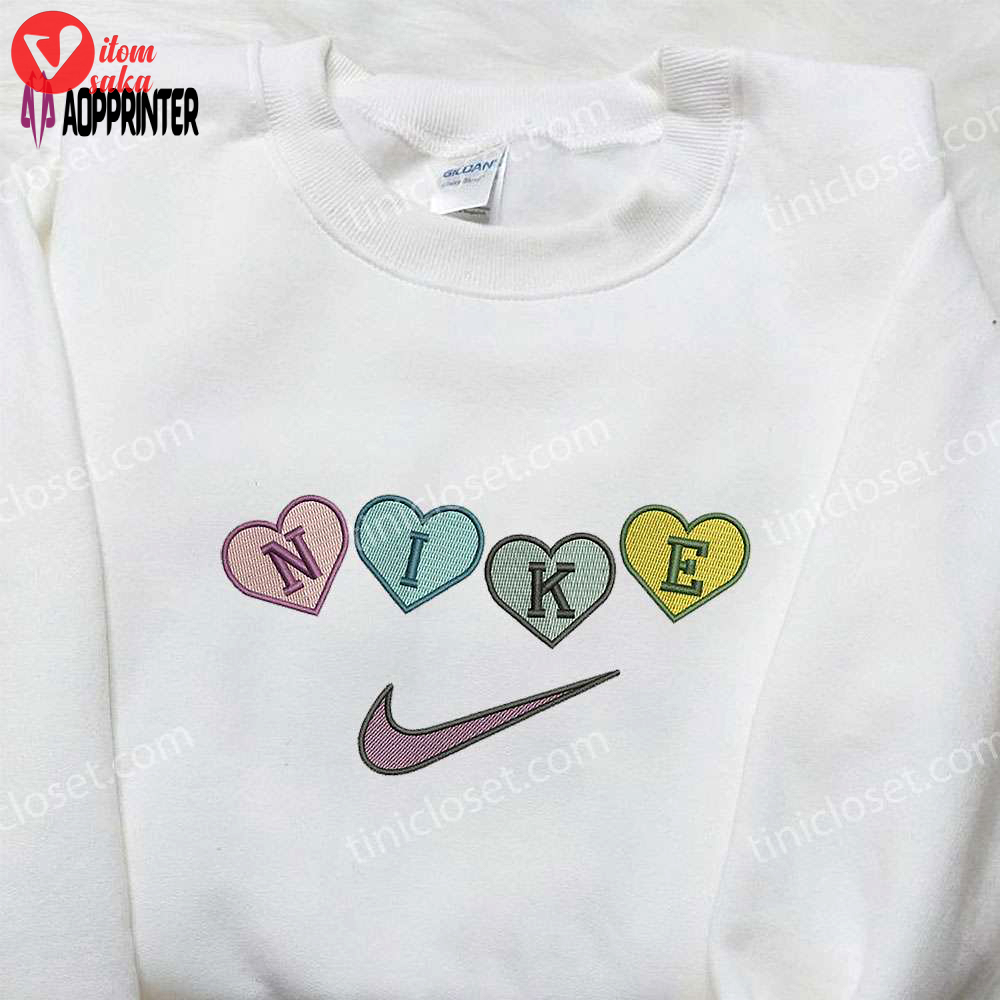 Nike heart love embroidered sweatshirt: perfect valentine’s day gift nike inspired logo shirt