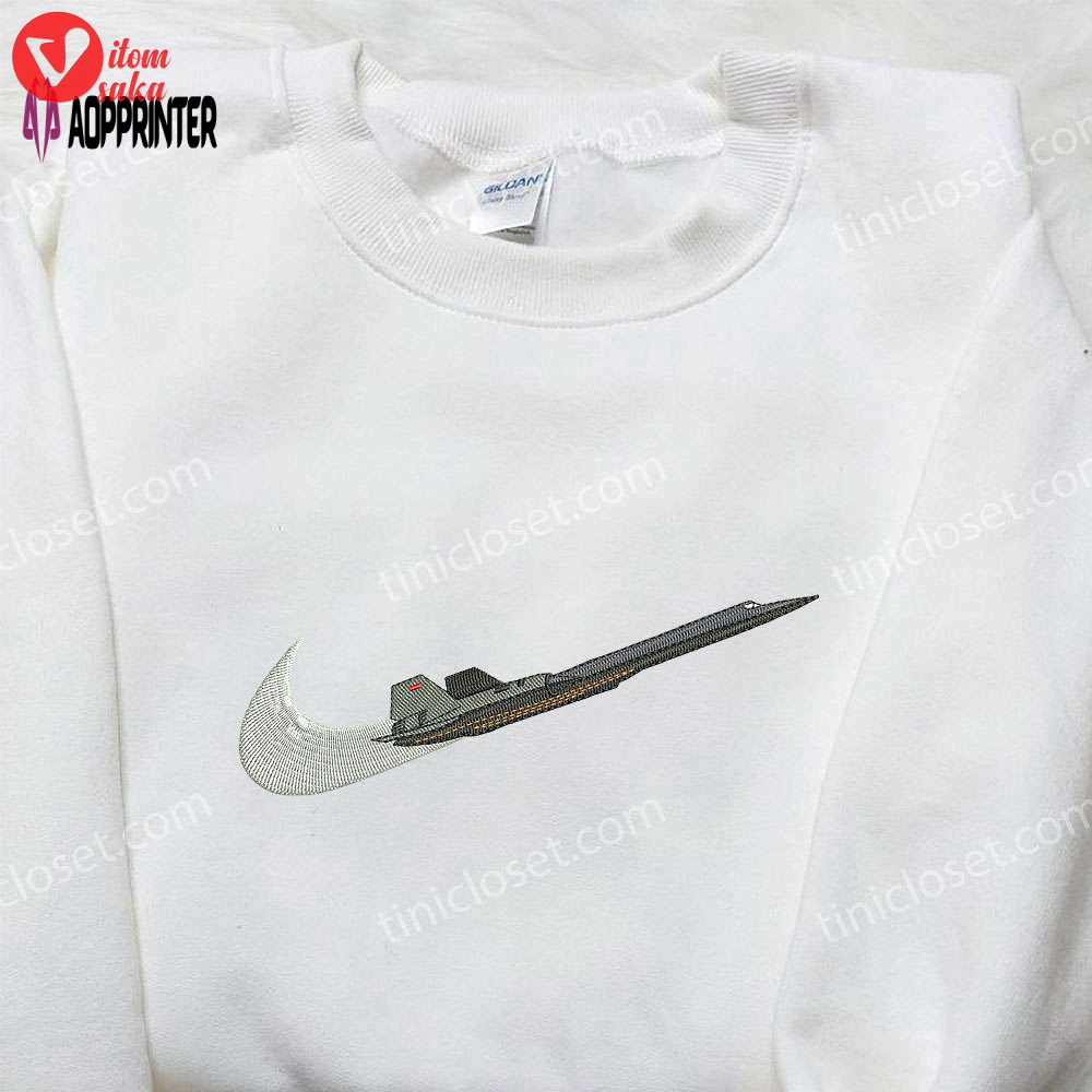 Nike inspired fighter aircraft embroidered shirt: best family gift ideas