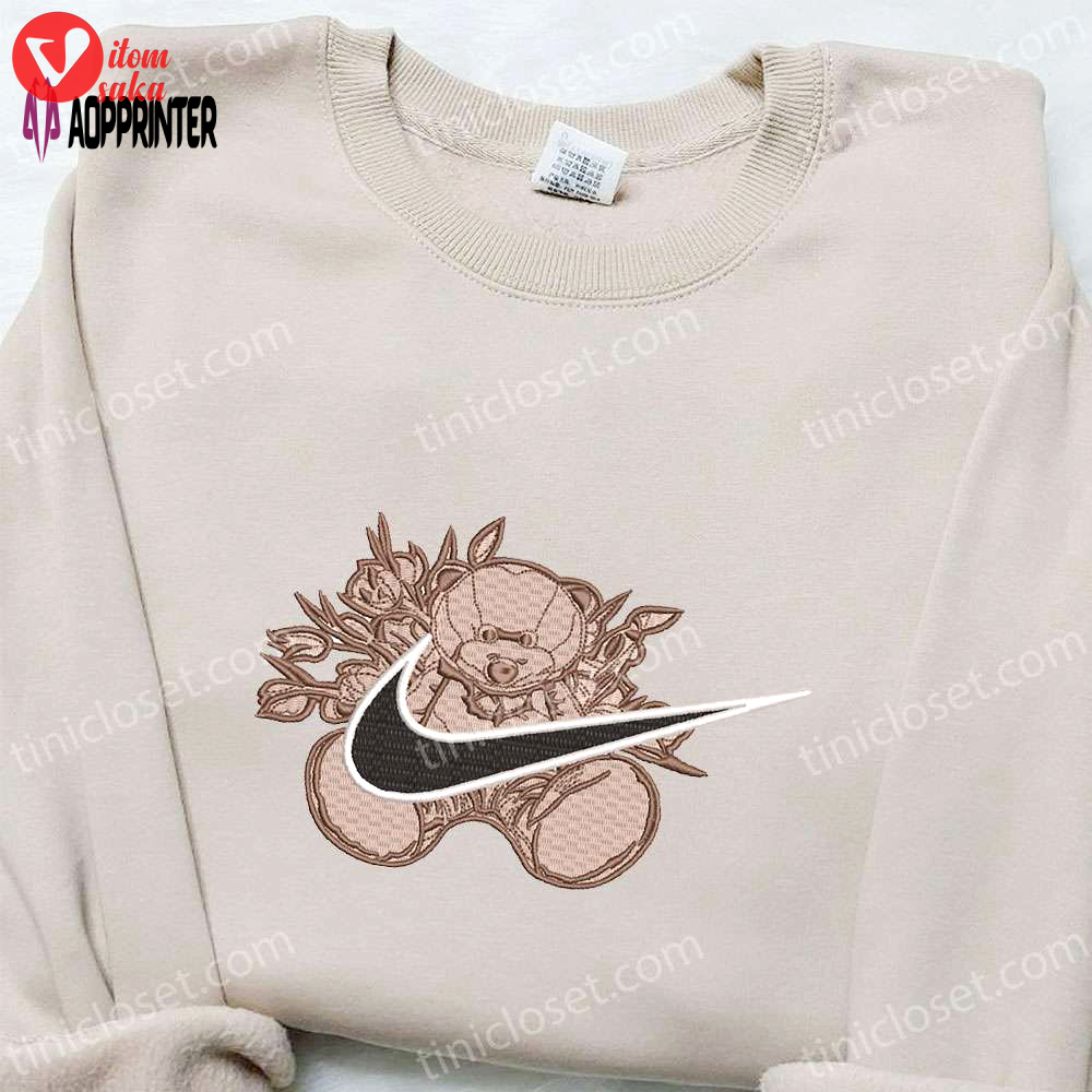 Nike inspired teddy bear x swoosh embroidered shirt – custom nike t-shirt