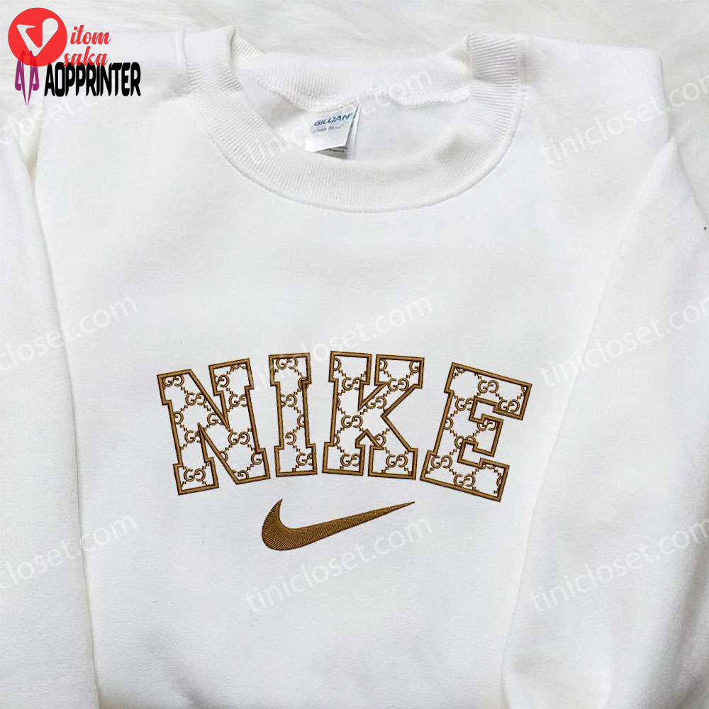 Nike logo x gucci embroidered shirt: best family gift nike inspired design