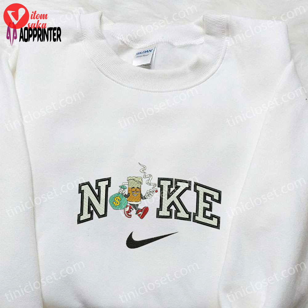 Nike x beer glass hold money embroidered sweatshirt: funny shirt nike inspired hoodie