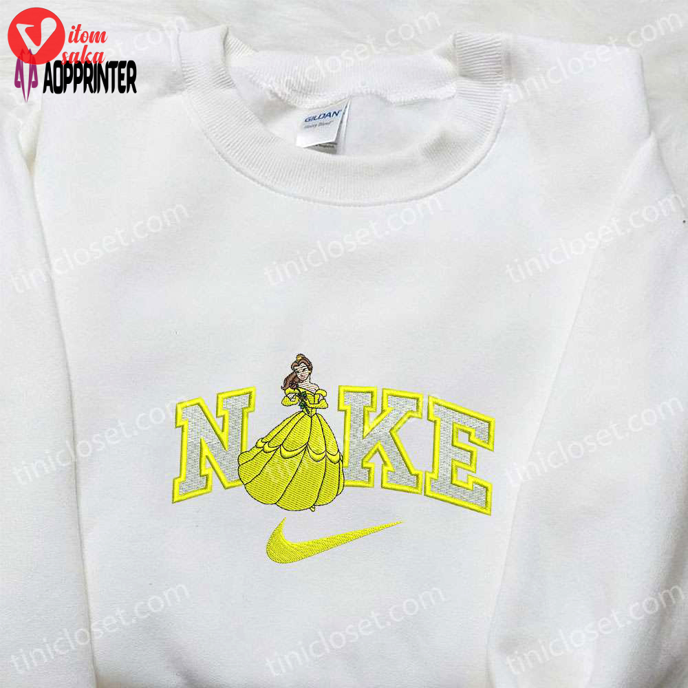 Nike x belle princess beauty and the beast embroidered hoodie – disney sweatshirt nike inspired shirt