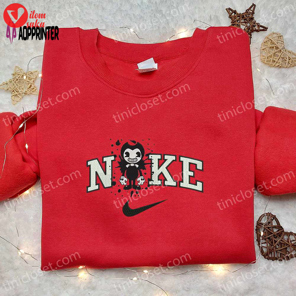 Nike x bendy and the ink machine embroidered hoodie & shirt: spooky halloween clothing