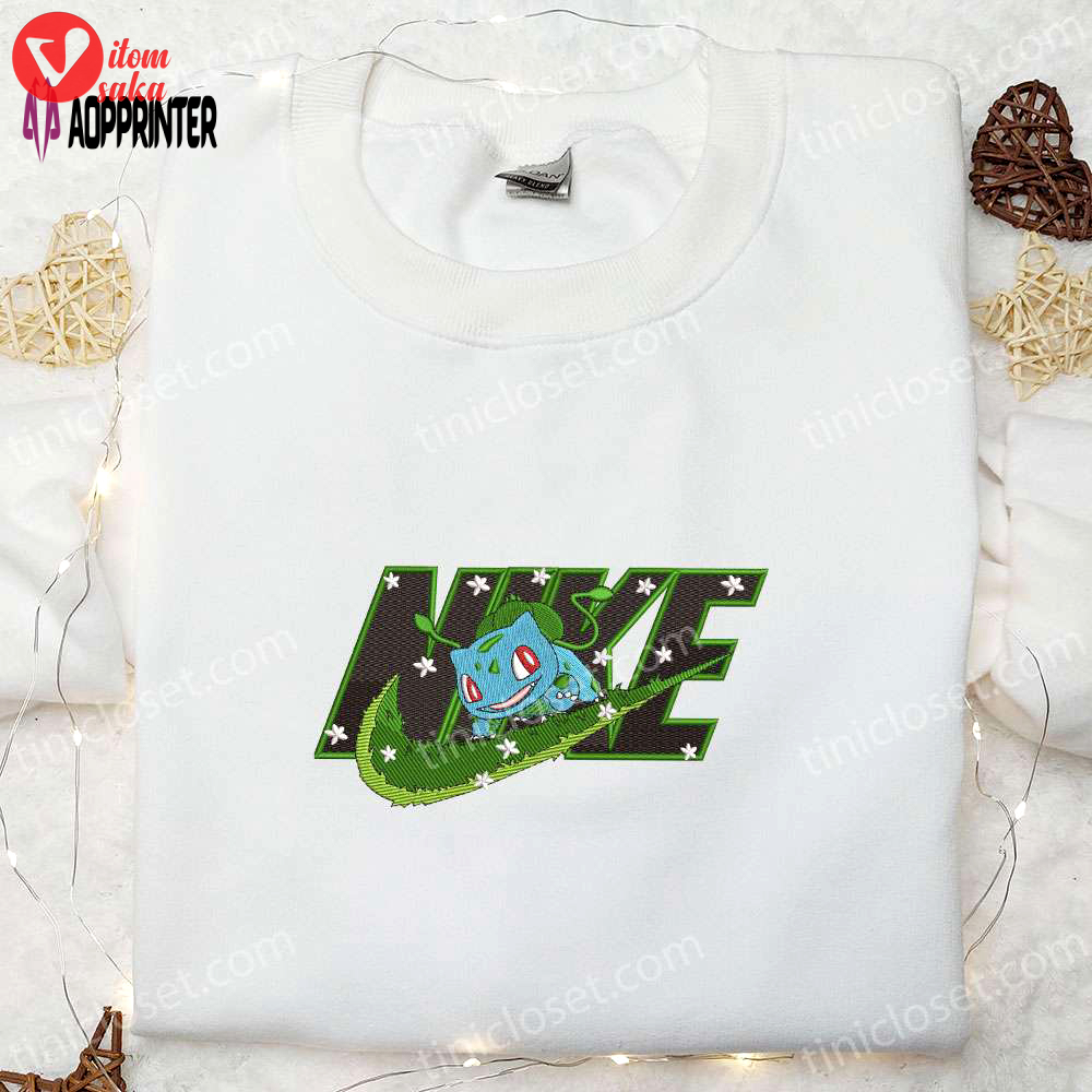 Nike x bulbasaur pokemon embroidered sweatshirt hoodie & t-shirt: anime-inspired apparel collection