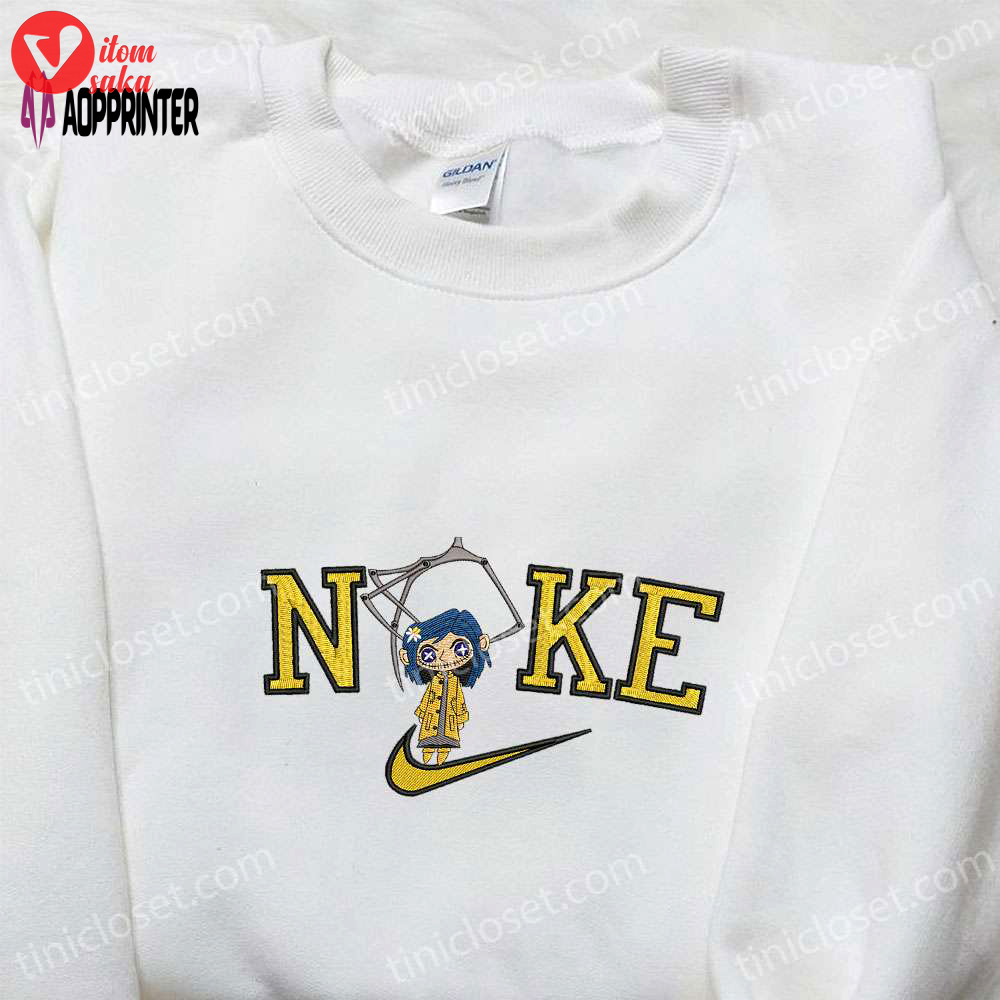 Nike x button eyes coraline embroidered shirt: best nike inspired gift for family