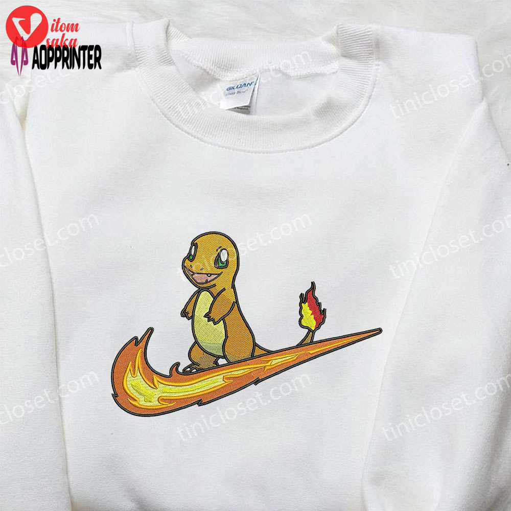 Nike x charmander stand embroidered shirt – pokemon custom design