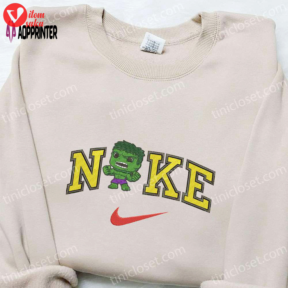 Nike x chibi hulk embroidered shirt: marvel comics t-shirt perfect family gift