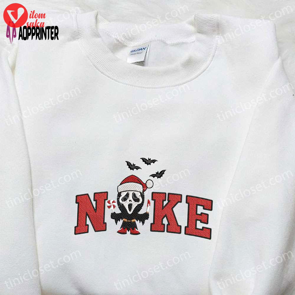Nike x christmas scream ghost face embroidered shirt: best family gifts nike inspired shirt