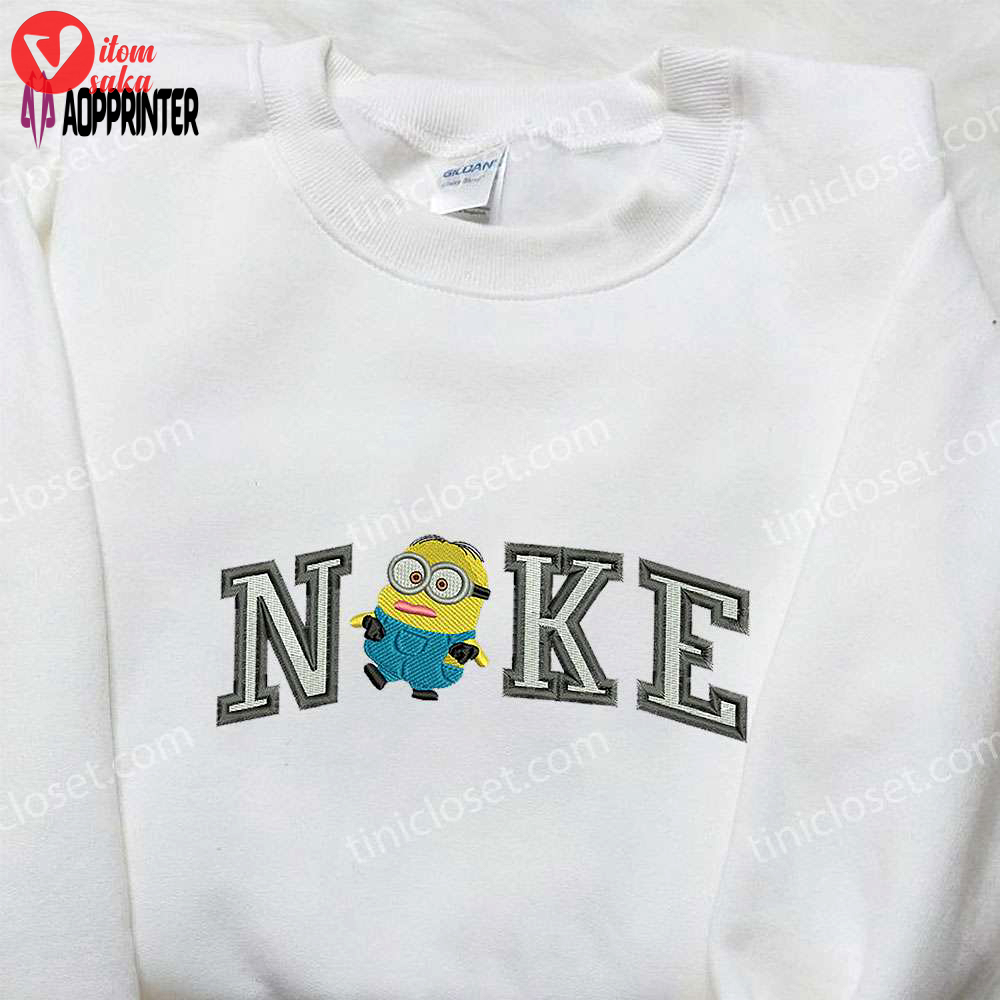Nike x dave minion embroidered apparel: t-shirt sweatshirt & hoodie cartoon embroidery