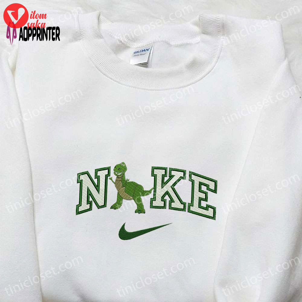 Nike x dino green embroidered sweatshirt custom hoodie & cute t-shirt: stylish nike embroidery