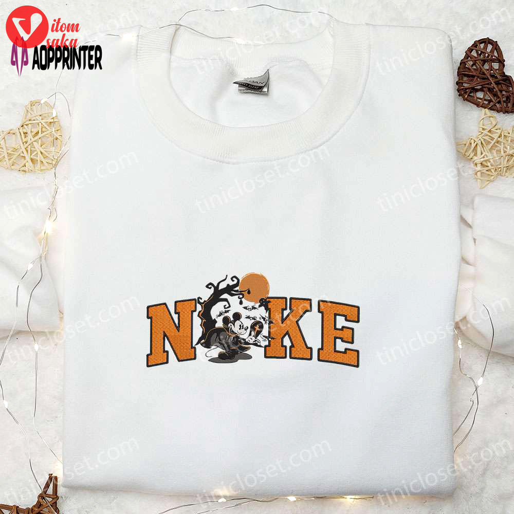 Nike x disney halloween happy tree embroidered shirt – custom nike gift for family