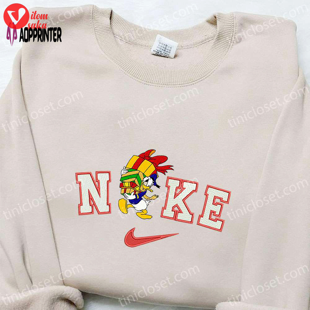 Nike x donald duck gifts embroidered sweatshirt walt disney christmas shirt – best gift ideas