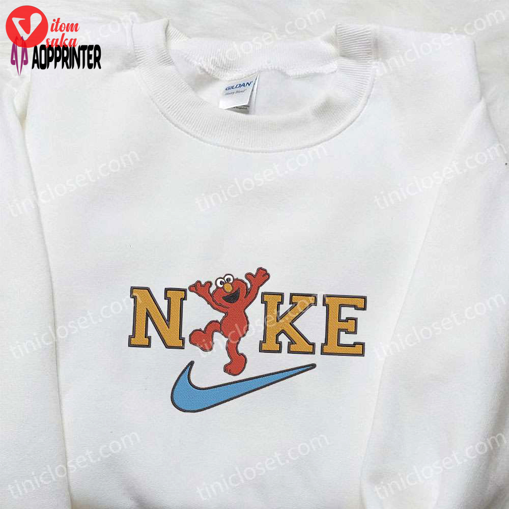 Nike x elmo embroidered sweatshirt: sesame street cartoon shirt perfect gift