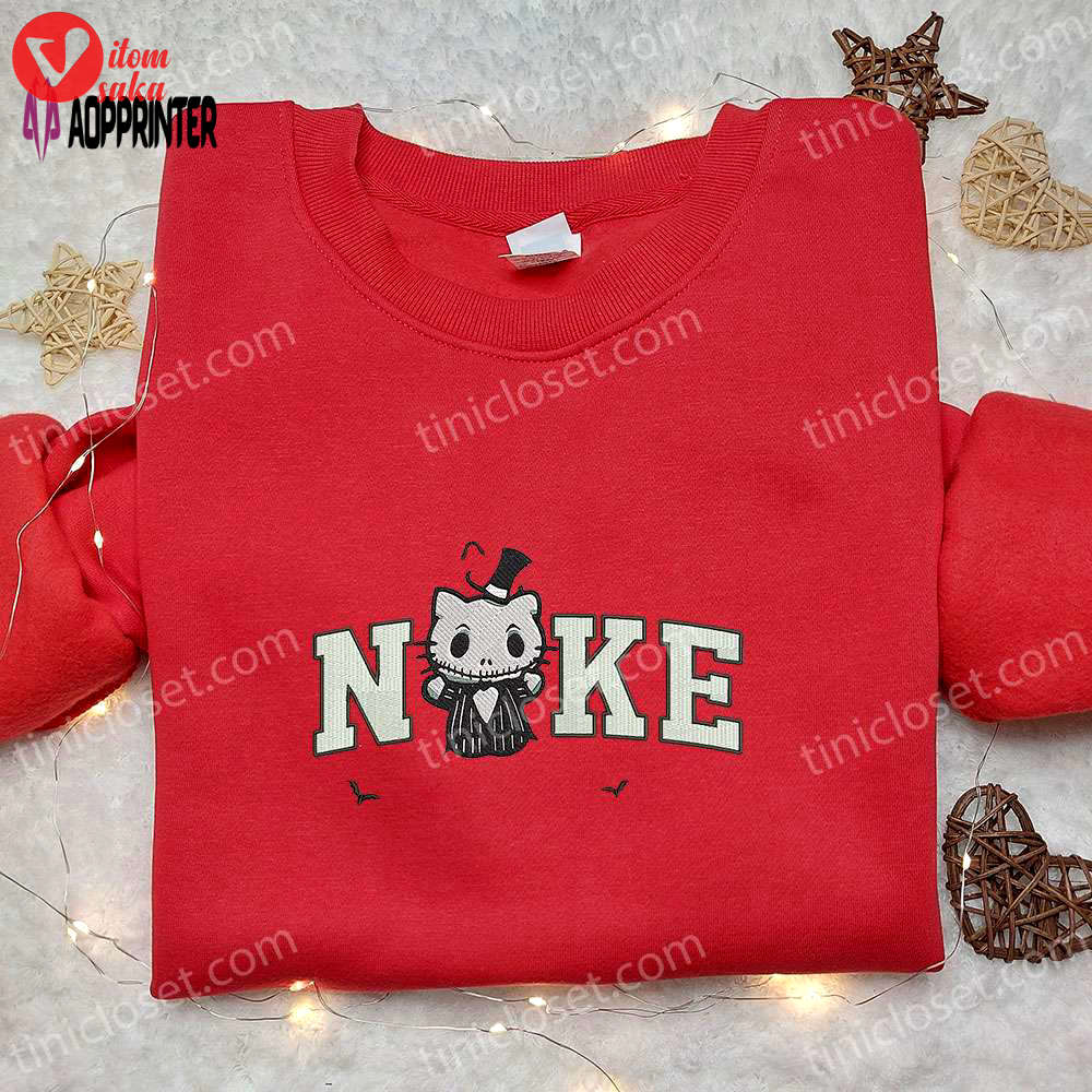 Nike x hello kitty jack skellington sweatshirt: funny halloween hoodie perfect family gifts