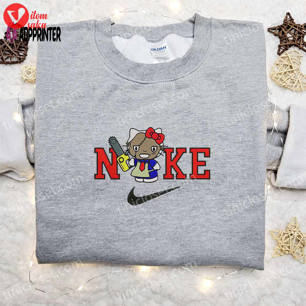 Nike x hello kitty leatherface embroidered sweatshirt spirit halloween t-shirt funny hoodie