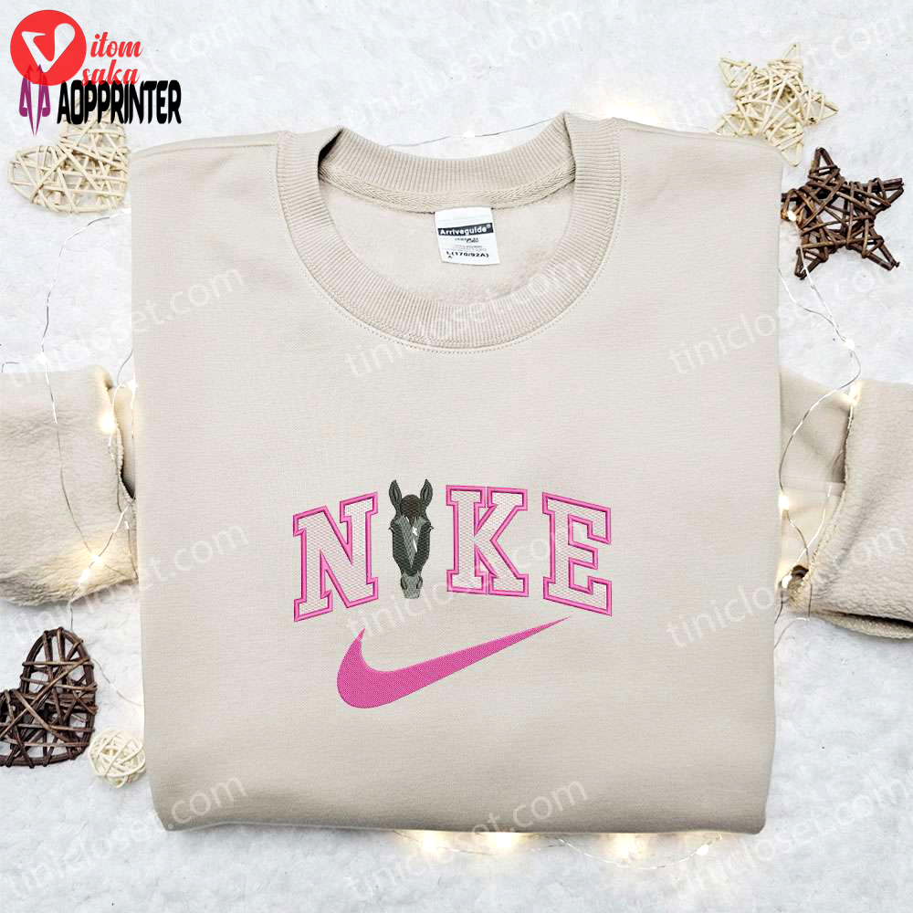 Nike x horse face embroidered sweatshirt: animal shirt nike inspired t-shirt
