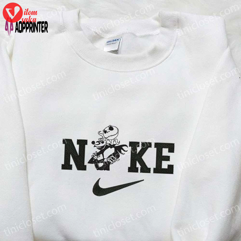 Nike x jack skellington embroidered hoodie & sweatshirt: nightmare before christmas collection custom nike t-shirt