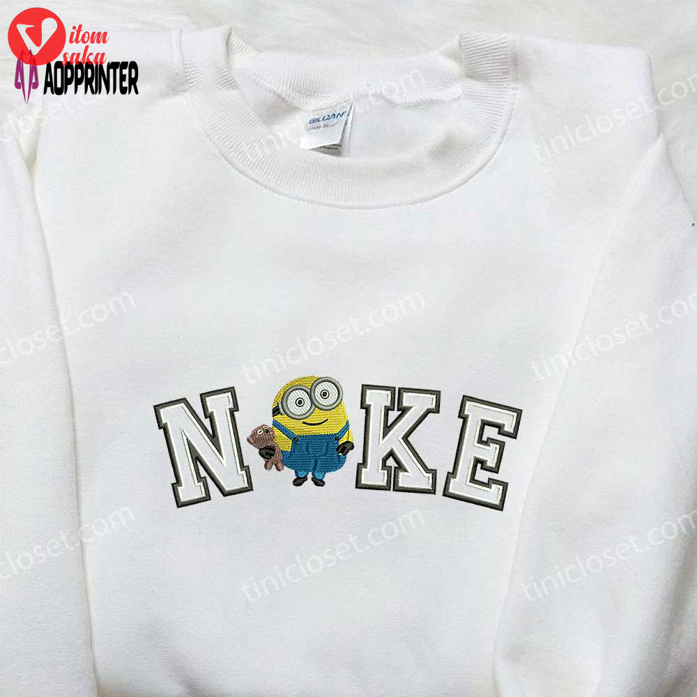 Nike x king bob minion embroidered shirt: quirky minion cartoon design nike inspired