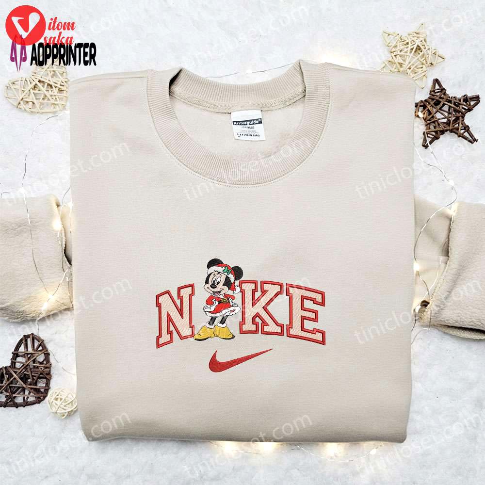 Nike x minnie mouse christmas embroidered sweatshirt: best walt disney shirt for unique christmas gift ideas