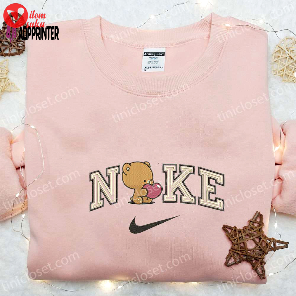 Nike x mocha bear love embroidered sweatshirt – milk and mocha cartoon shirt perfect valentine gift