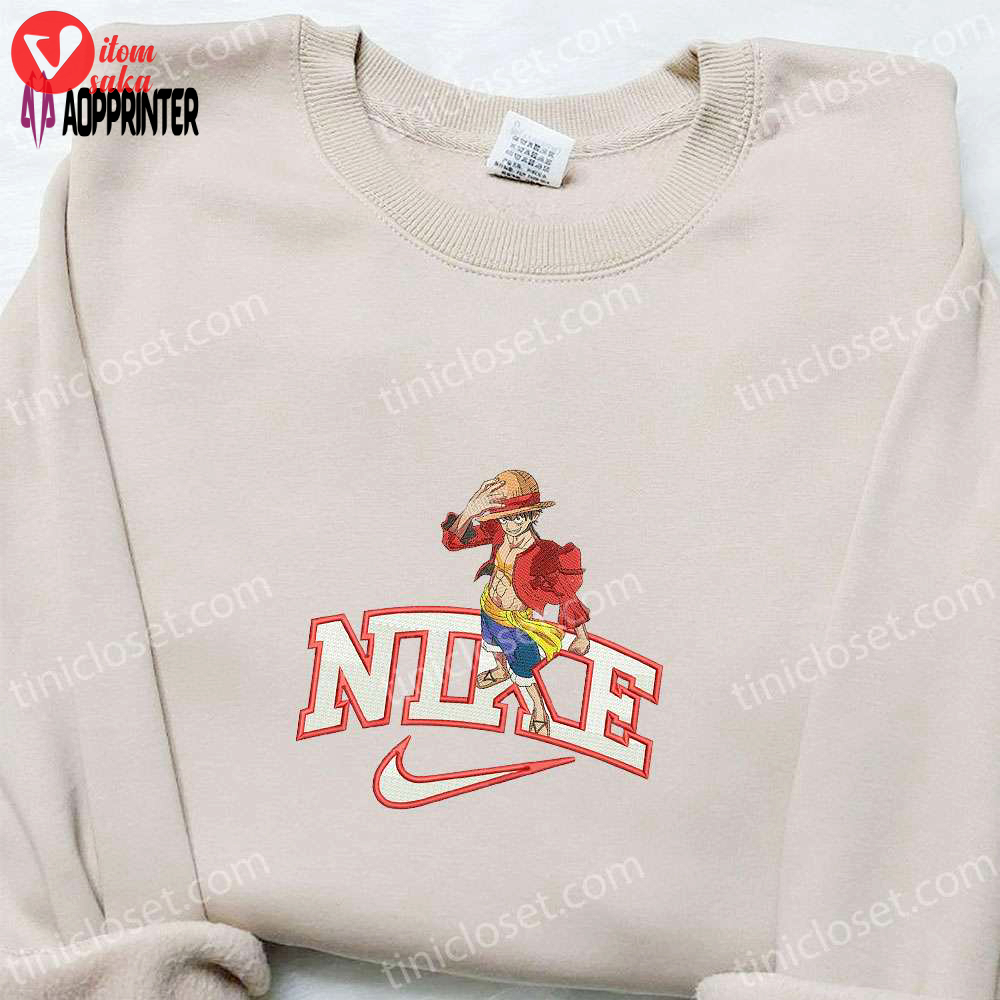 Nike x monkey d luffy anime embroidered sweatshirt & t-shirt – best birthday gift ideas