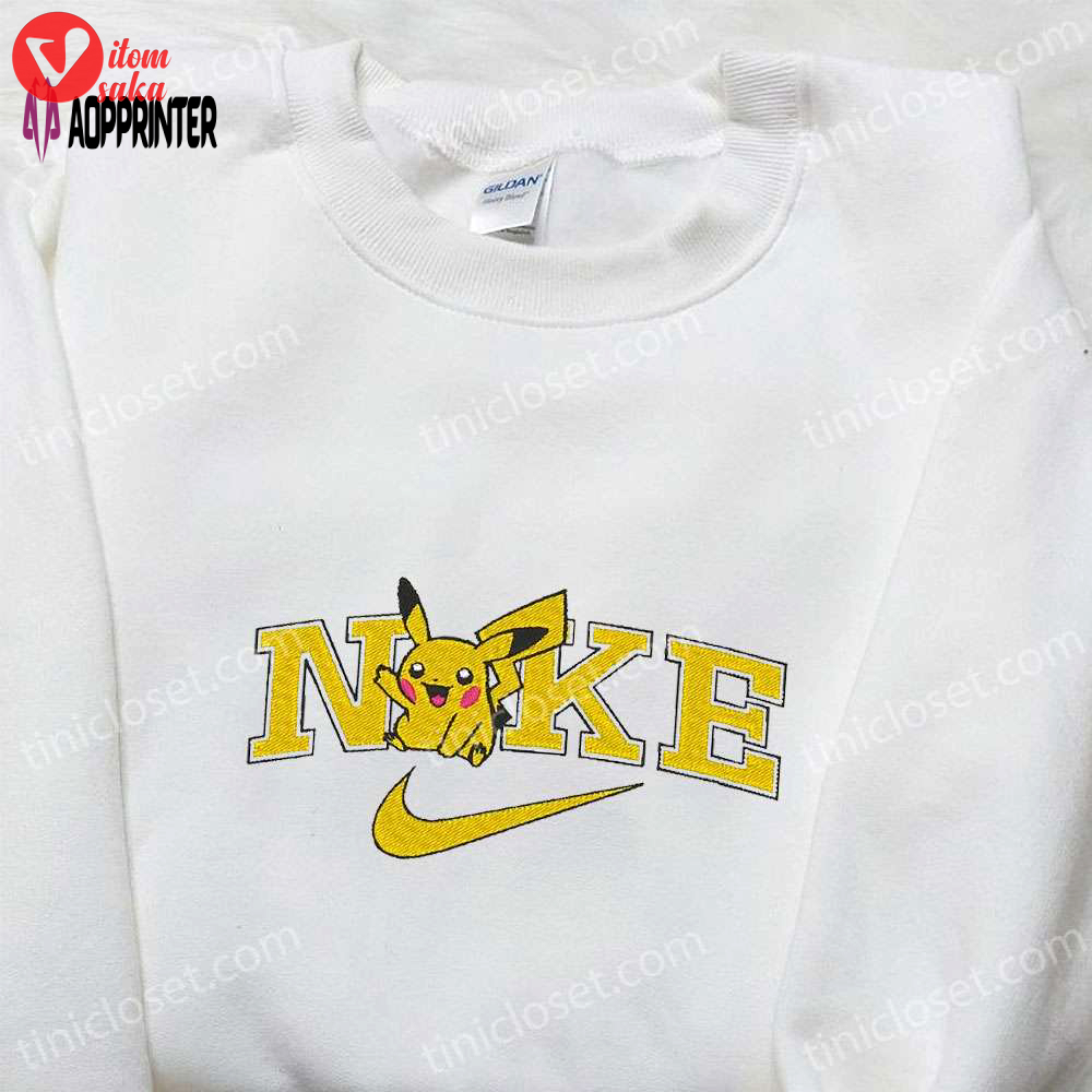 Nike x pikachu anime embroidered sweatshirt & shirt: pokemon inspired t-shirt