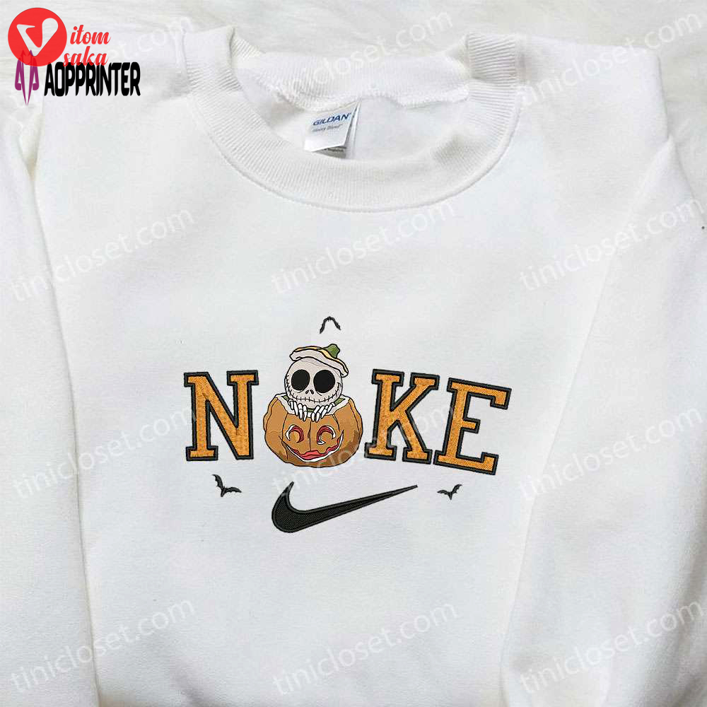 Nike x skellington pumpkin halloween hoodie & t-shirt: amazing embroidered sweatshirts