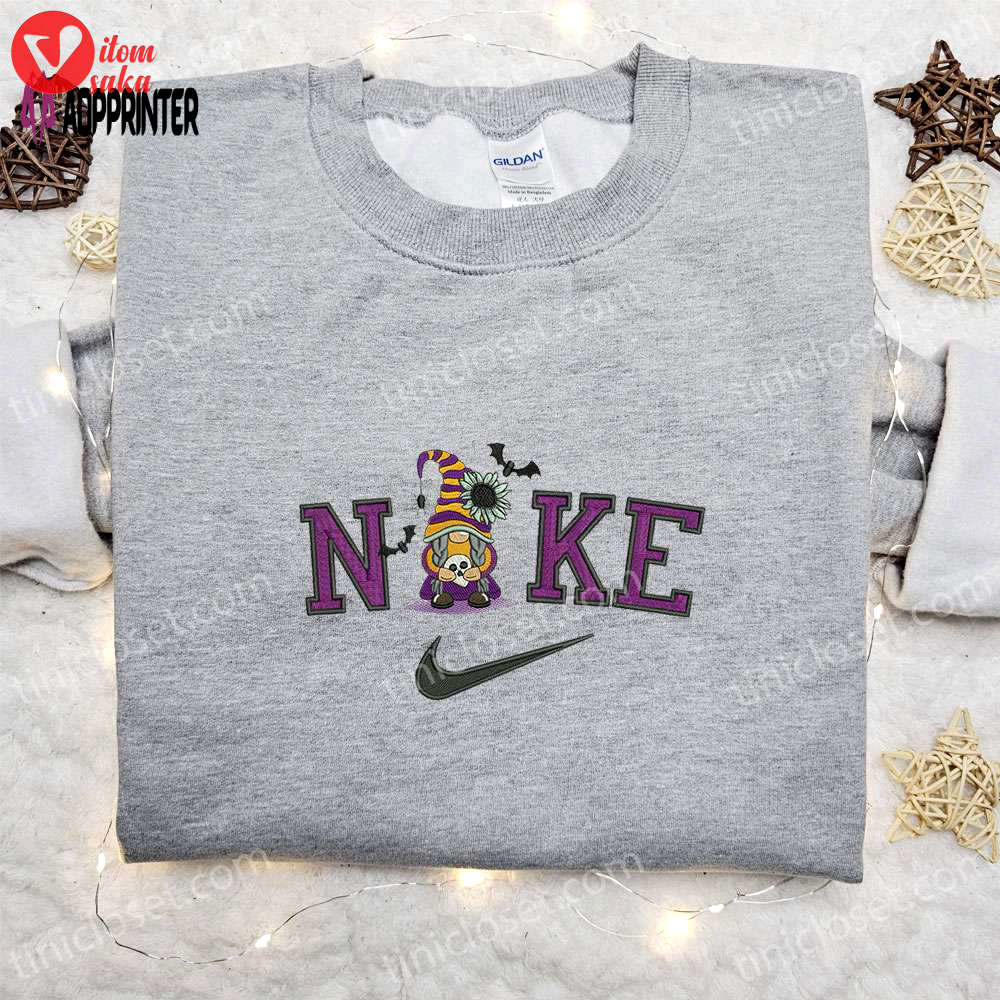 Nike x skull gnome bats halloween embroidered shirt – spooktacular & stylish!