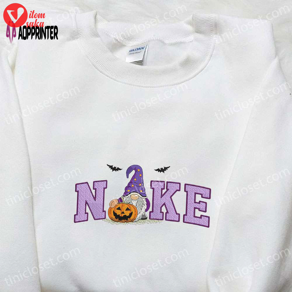 Nike x spooky gnome halloween pumpkin embroidered shirt – amazing halloween inspired tee